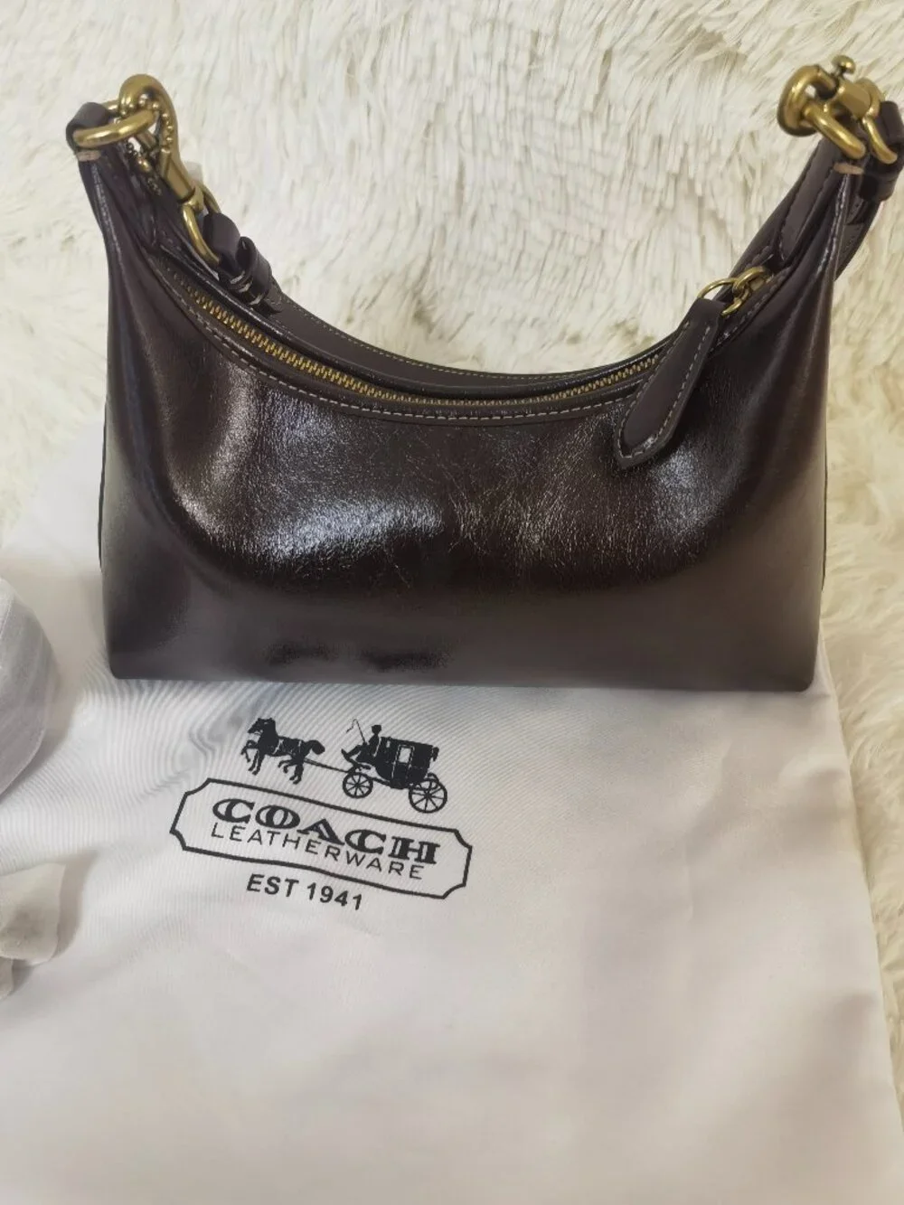 Coach Dark Brown Leather Hobo Shoulder Bag